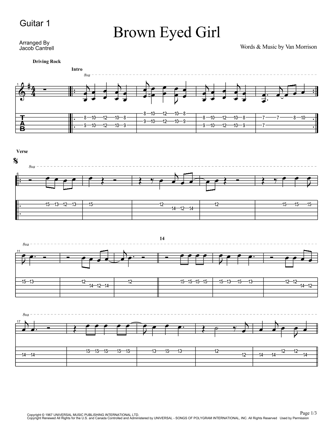 Brown Eyed Girl (arr. Jake Cantrell)