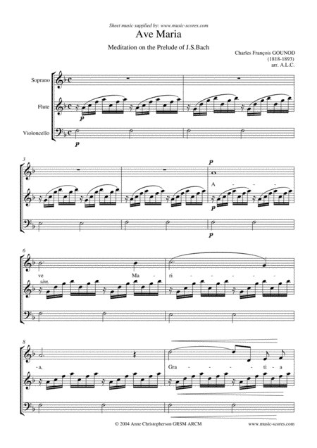 Ave Maria - Soprano Voice, Flute and Cello (arr. Anne Christopherson GRSM ARCM)