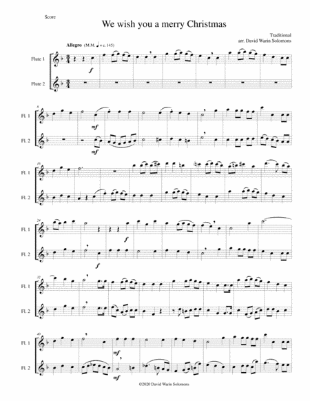 We wish you a merry Christmas for flute duo (arr. David Warin Solomons)