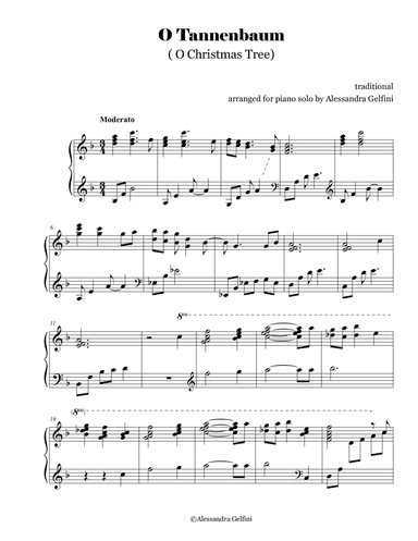 O Tannenbaum (O Christmas Tree) - advanced intermediate piano solo (arr. Alessandra Gelfini)