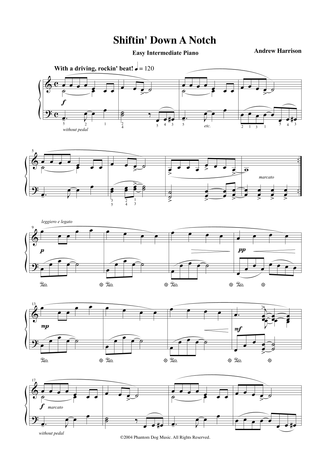 Shiftin' Down A Notch (Easy Intermediate Piano)