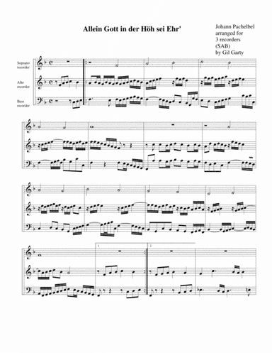 Allein Gott in der Hoeh sei Ehr' (arrangement for 3 recorders) (arr. Gil Garty)