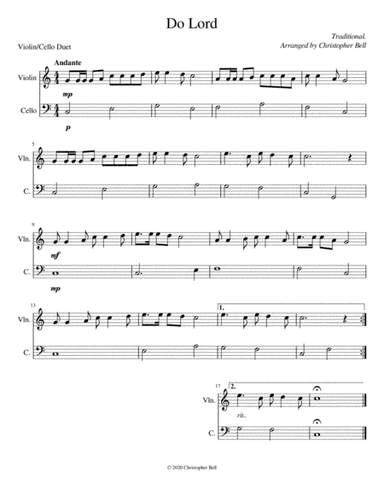 Do Lord - Easy Violin/Cello Duet (arr. Christopher Bell)