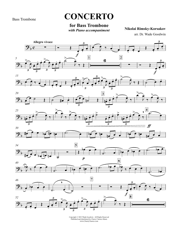 Concerto for Bass Trombone with Piano accompaniment (arr. Wade Goodwin)