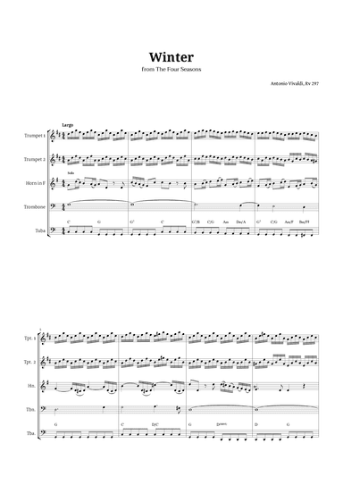 Largo from Winter by Vivaldi for Brass Quintet with Chords (arr. Langanho)