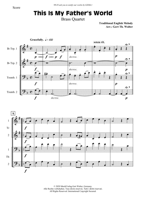 This Is My Father's World (arr. Gert Th. Walter)