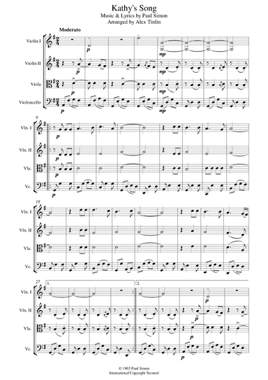 Kathy's Song (arr. Alex Tinlin)