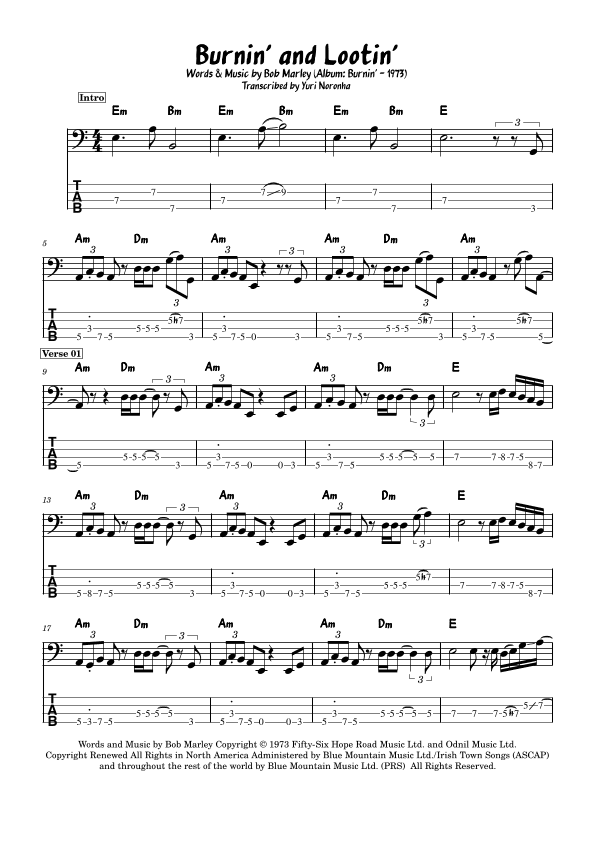 Burnin' And Lootin' (arr. Yuri Noronha)
