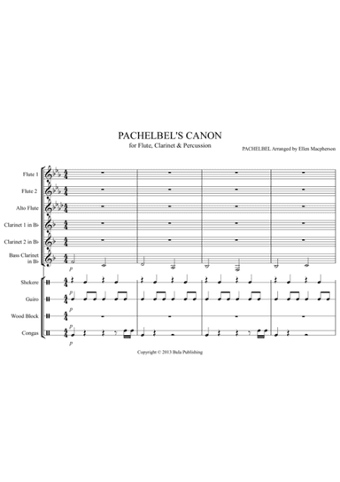 Pachelbel's Cannon - for Flute, Clarinet & Percussion (arr. Ellen Macpherson)