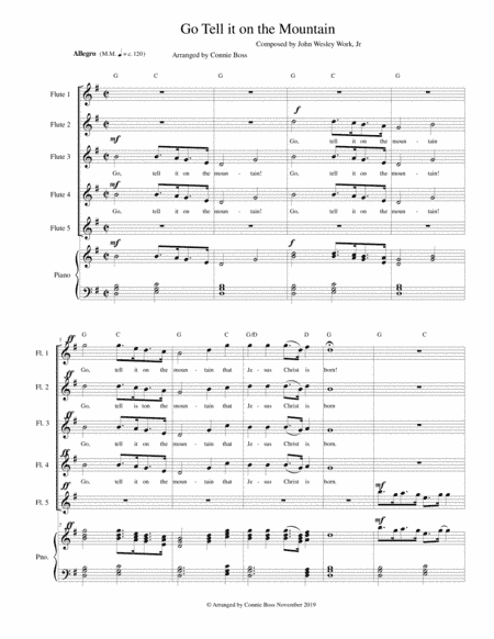 Go Tell It on the Mountain - Flute quartet and Piano (arr. Connie Boss)