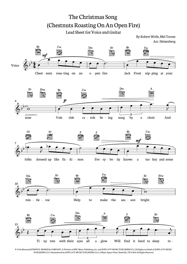 The Christmas Song (chestnuts Roasting On An Open Fire) (arr. Heisenberg)