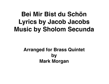 Bei Mir Bist du Scho¨n (arr. Mark Morgan)