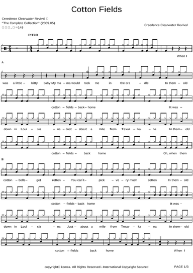 Cotton Fields (the Cotton Song) (arr. COPYDRUM)