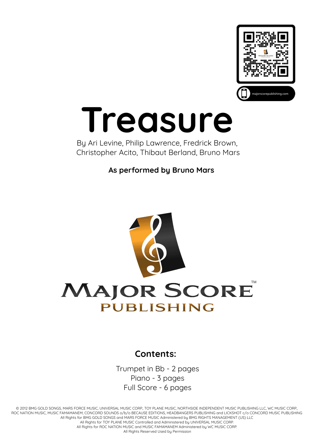 Treasure (arr. MAJOR SCORE PUBLISHING TM.)