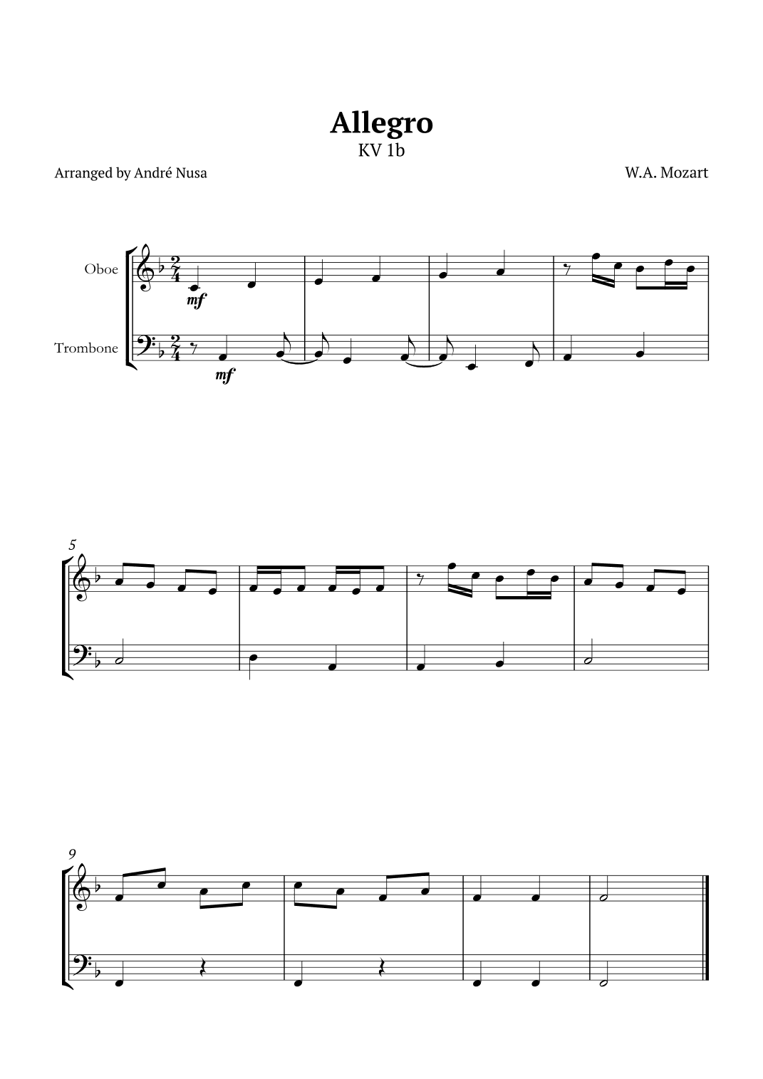 Allegro K1b (arr. André Nusa)