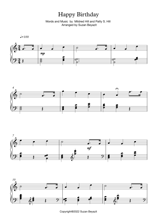 Happy Birthday (arr. Suzan Beyazit)