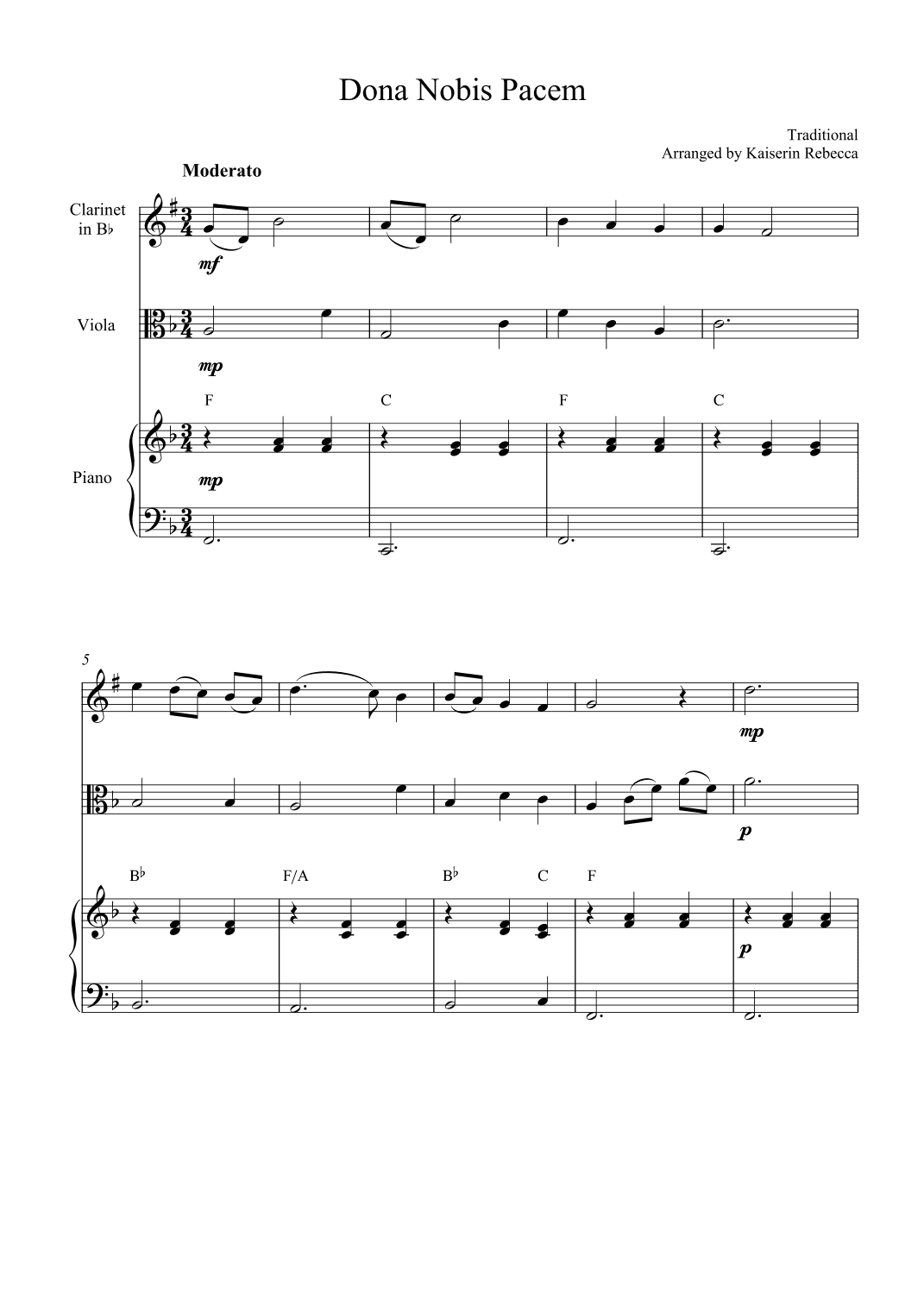 Dona Nobis Pacem (Grant us peace) (arr. Kaiserin Rebecca)