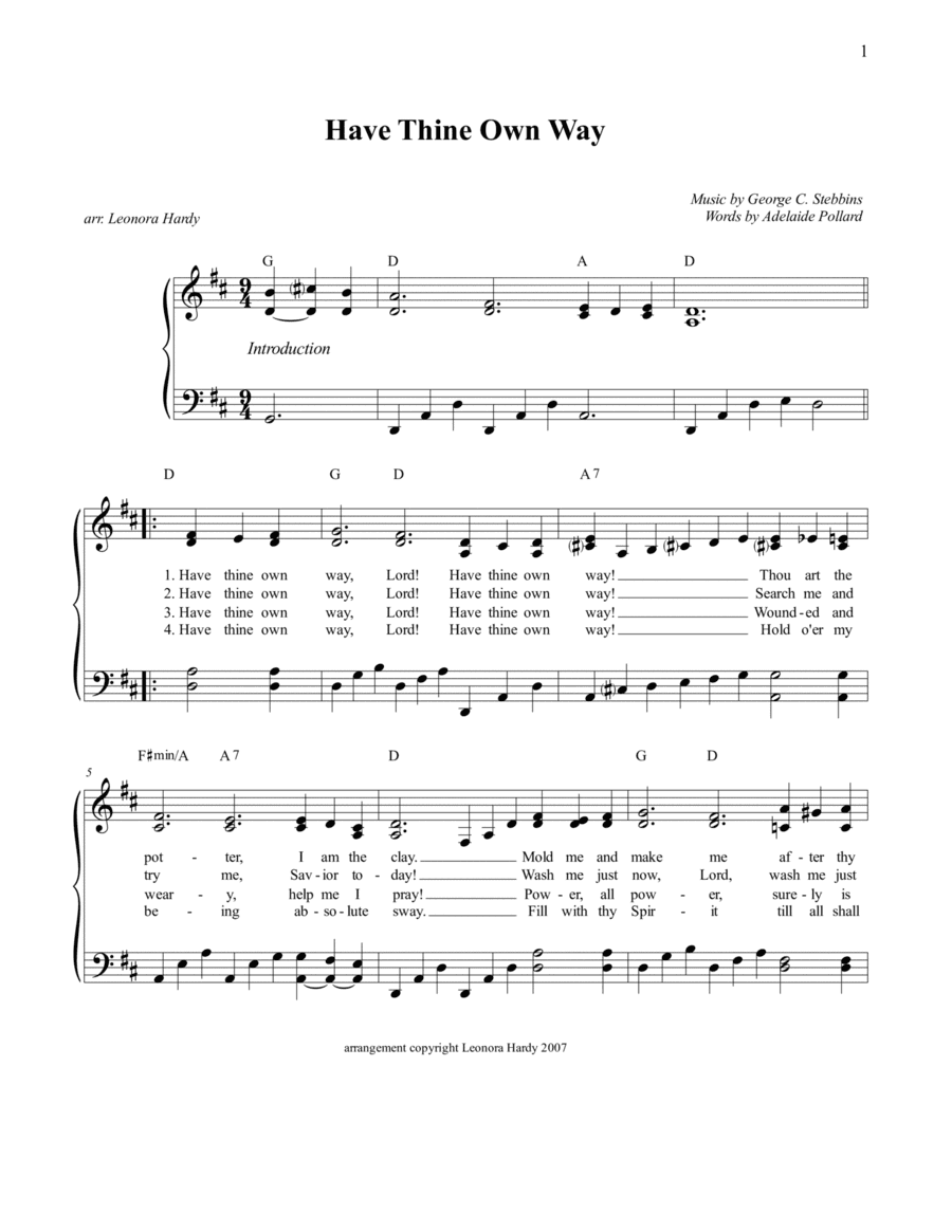 Have Thine Own Way (arr. Leonora Hardy)