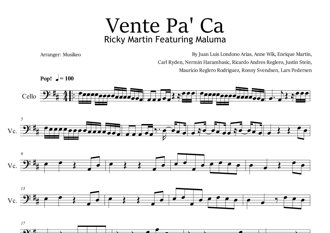 Vente Pa' Ca (arr. Musikeo)