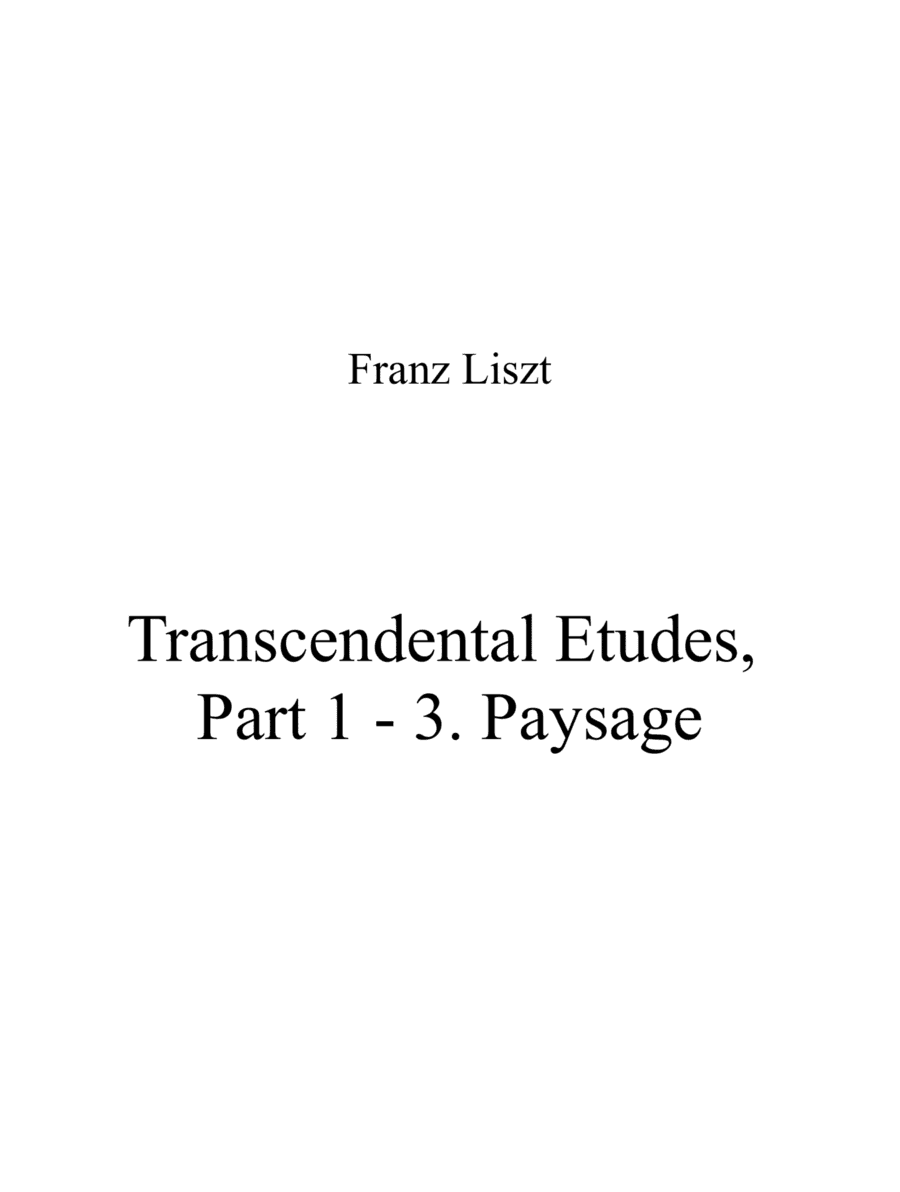 Franz Liszt - Transcendental Etudes, Part 1 - 3 Paysage (arr. Patrizia Luraschi)