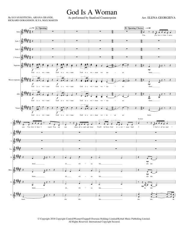 God Is A Woman (arr. Elena Georgieva)