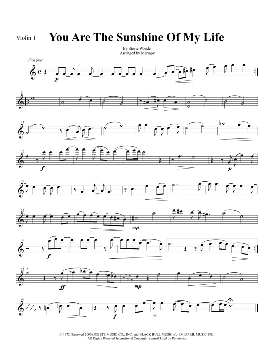 You Are The Sunshine Of My Life (arr. Marmpy)
