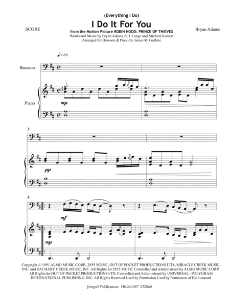 (Everything I Do) I Do It For You (arr. James M. Guthrie, ASCAP)