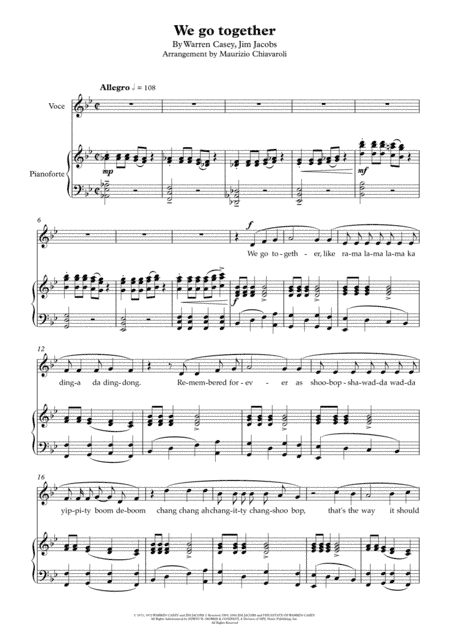 We Go Together (arr. Maurizio Chiavaroli)
