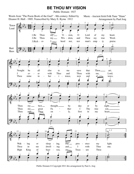 BE THOU MY VISION (arr. Paul A. Jorg)