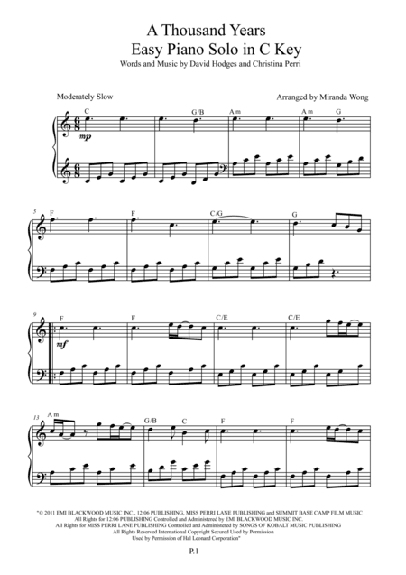 A Thousand Years (arr. Miranda Wong)