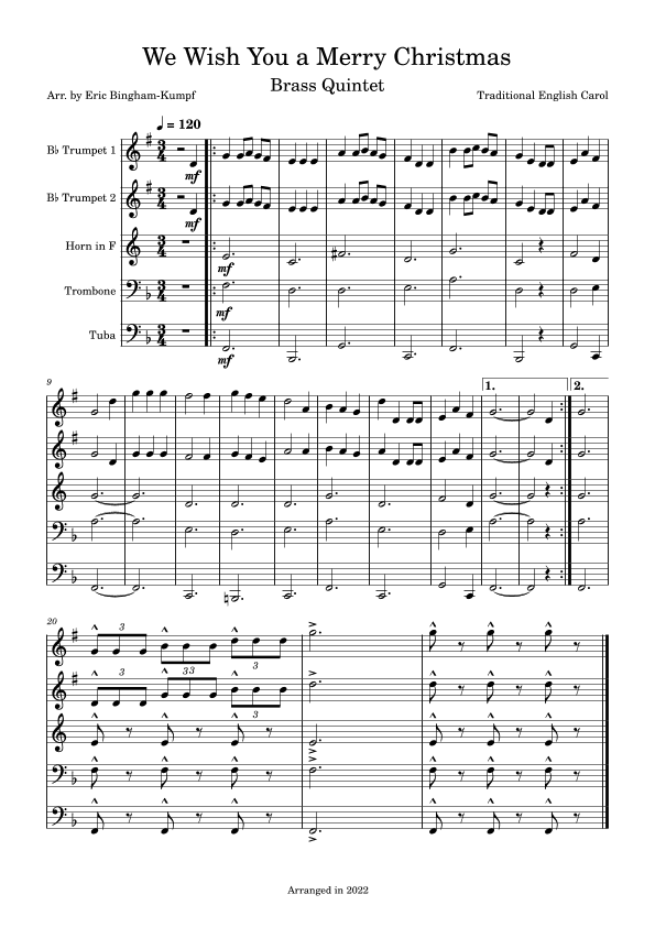We Wish You a Merry Christmas (arr. Eric Bingham-Kumpf)