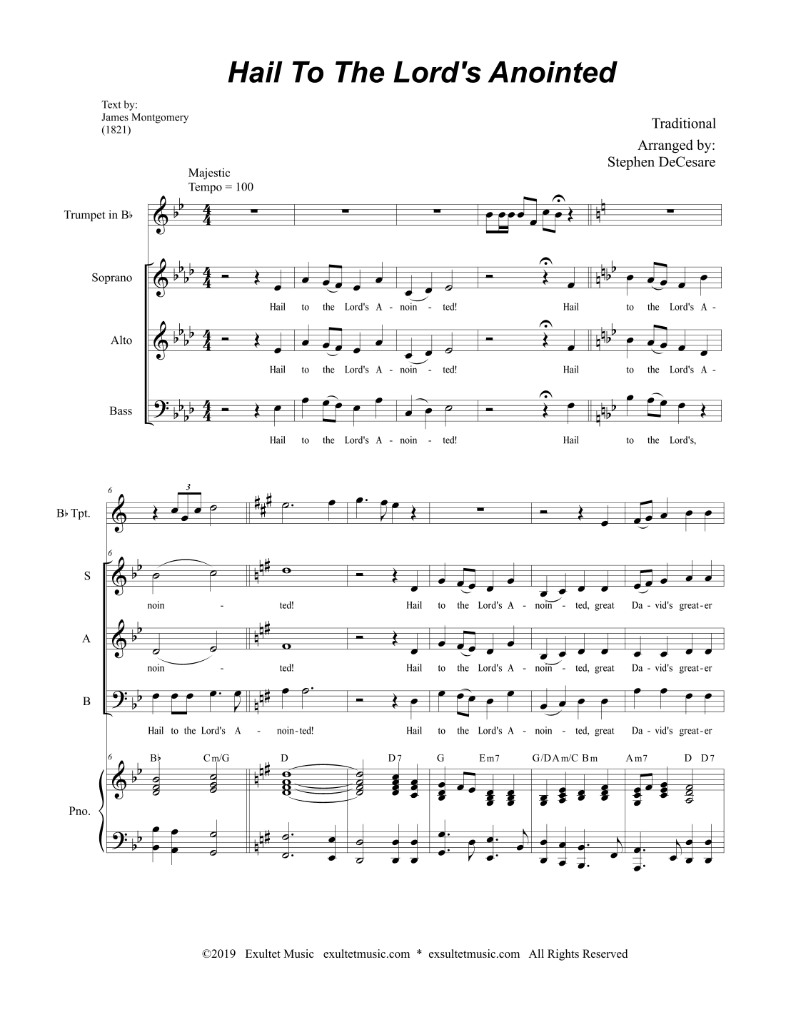 Hail To The Lord's Anointed (SAB) (arr. Stephen DeCesare)