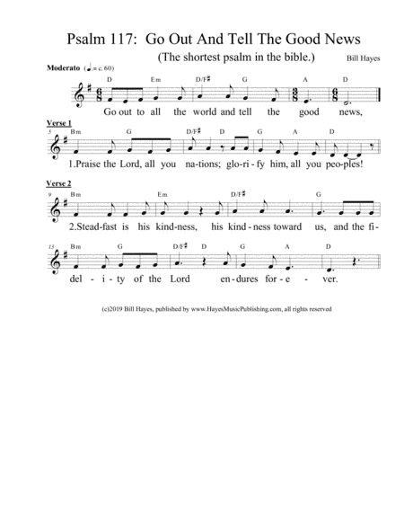 Psalm 117:  Go Out And Tell The Good News