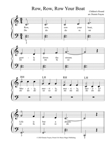 Row, Row, Row Your Boat (Row Row Row Your Boat) (big alpha note notation) (arr. Dennis Frayne)