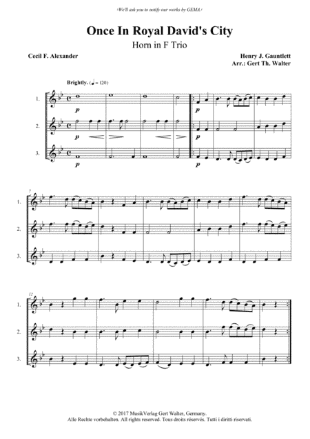Once In Royal David's City (arr. Gert Th. Walter)