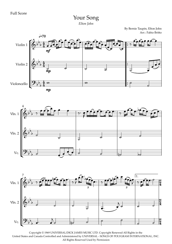Your Song (arr. Fabio Britto)