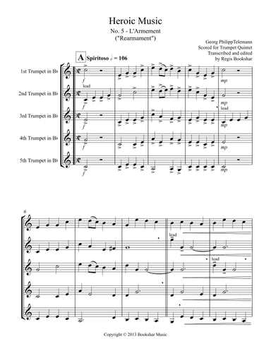 Heroic Music - No.   5. L'Armement (Bb) (Trumpet Quintet) (arr. Regis Bookshar)