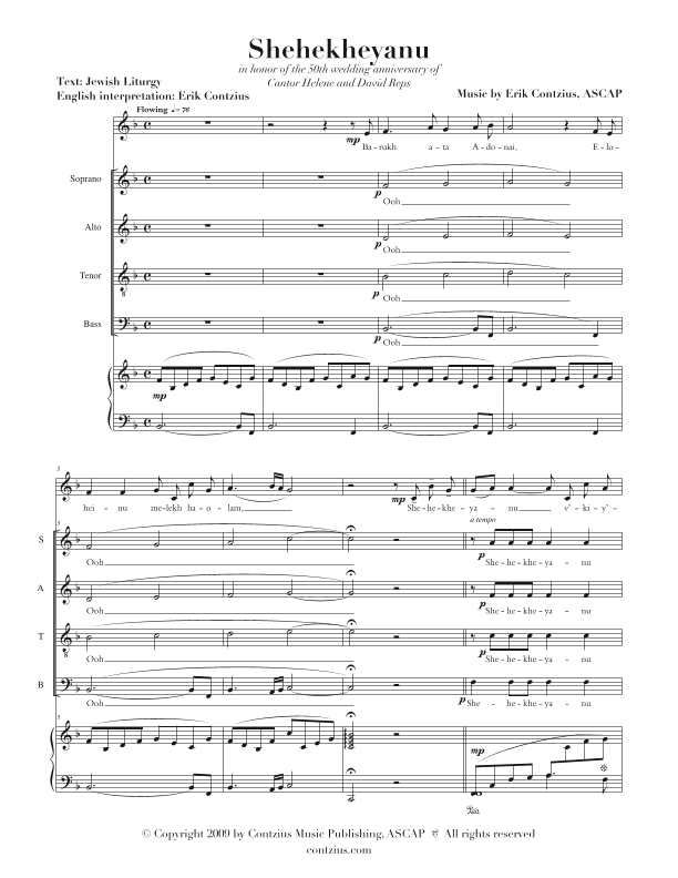 Shehekheyanu (Solo & SATB with Keyboard)