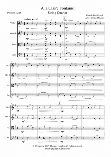 A La Claire Fontaine (arr. Thomas Quigley)