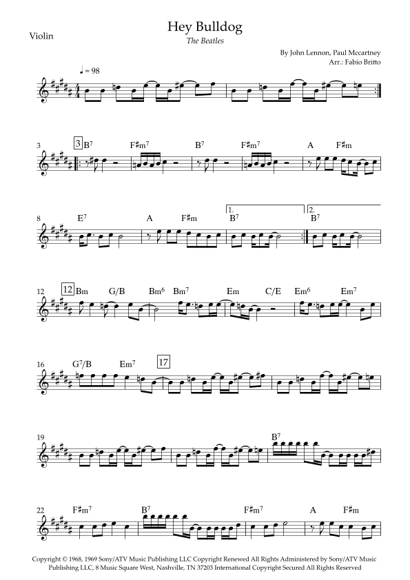 Hey Bulldog (arr. Fabio Britto)