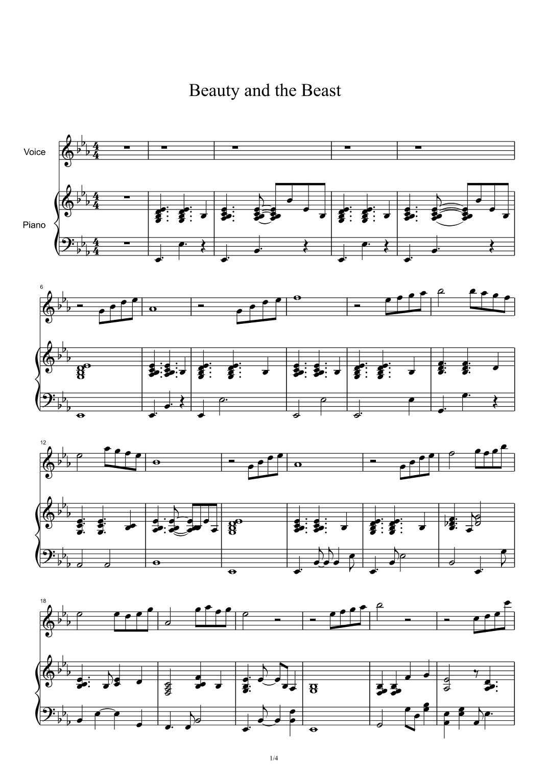 Beauty And The Beast (arr. Celine Dion & Peabo Bryson)