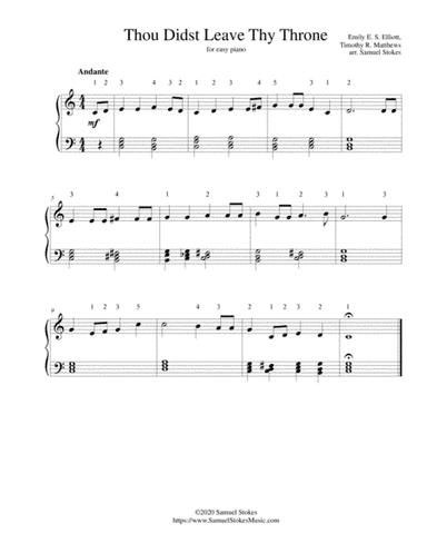 Thou Didst Leave Thy Throne - for easy piano (arr. Samuel Stokes)