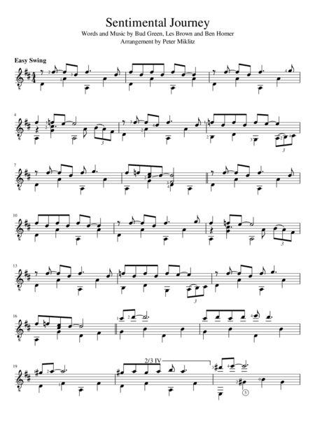 Sentimental Journey (arr. Peter Miklitz)