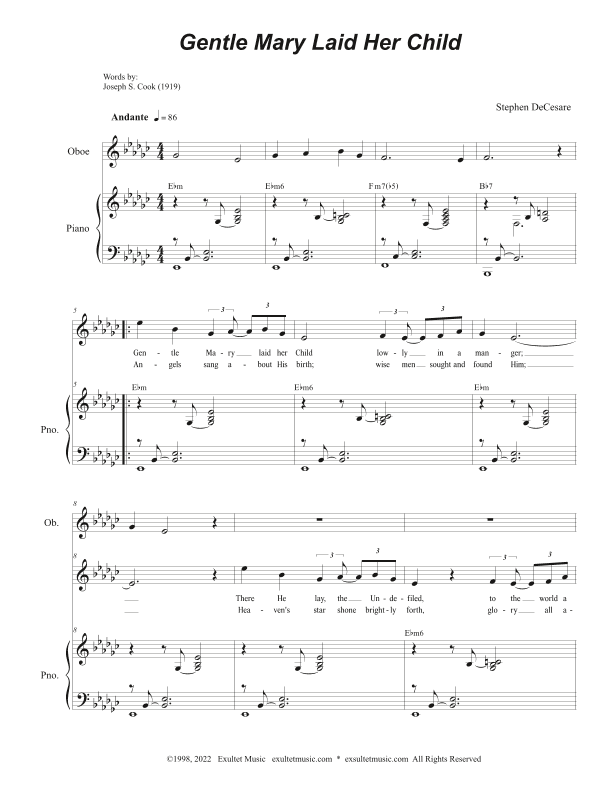 Gentle Mary Laid Her Child (Unison choir)