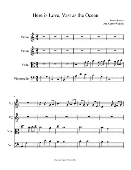 Here is Love, Vast as the Ocean--String Quartet (arr. Carrie Wickens)