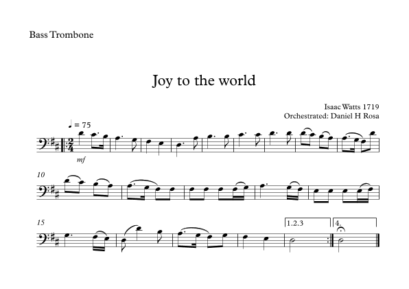 Joy to the world - Christmas Carol - Bass Trombone (arr. Daniel H Rosa)