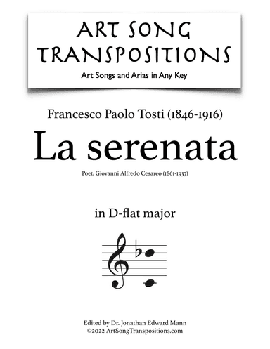 TOSTI: La serenata (transposed to D-flat major) (arr. ArtSongTranspositions.com)