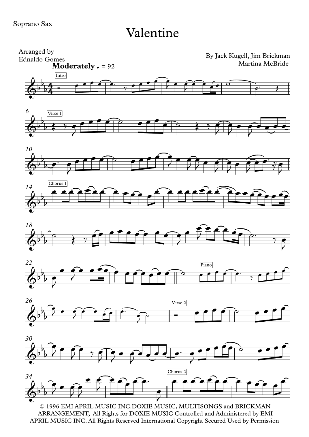 Valentine (arr. Ednaldo Gomes)