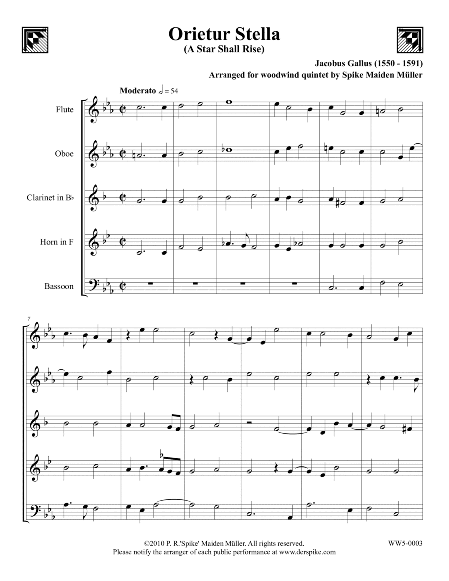 Orietur stella (A star shall rise) (arr. Spike Maiden Müller)