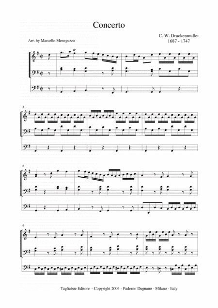 CONCERTO IN G - Druckenmuller - For Organ 3 staff